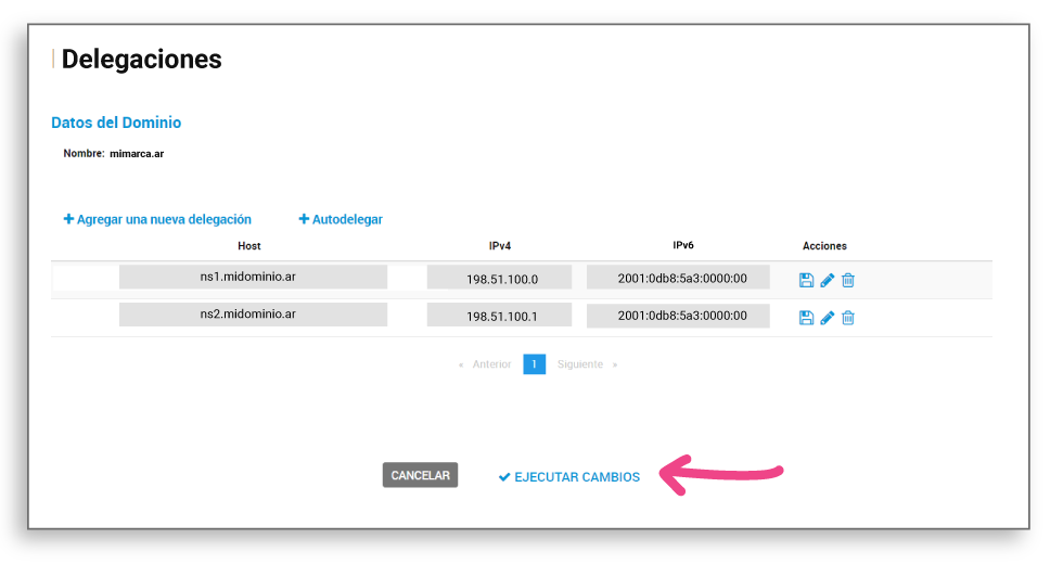 delegación paso 4.2 dns via autodelegar