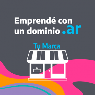 Emprendé con un dominio .ar Dibujo de tienda con leyenda Tu Marca