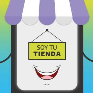 Imagen de celular con una cartel que dice Soy tu tienda